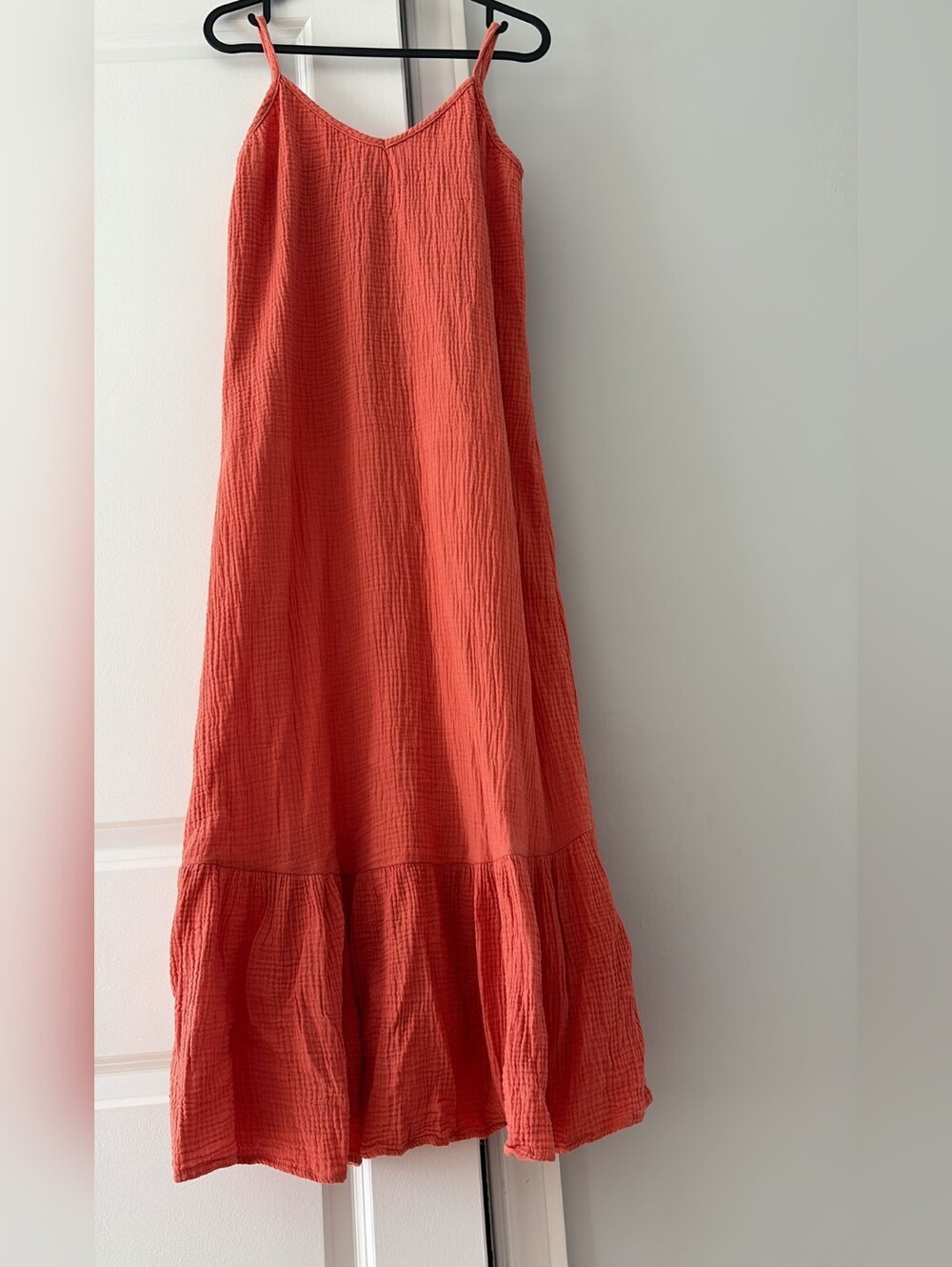 Velvet Heart Coral Dress with Ruffled Hem
